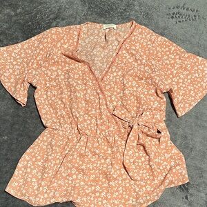 Sienna Sky Peach Floral Wrap Tunic